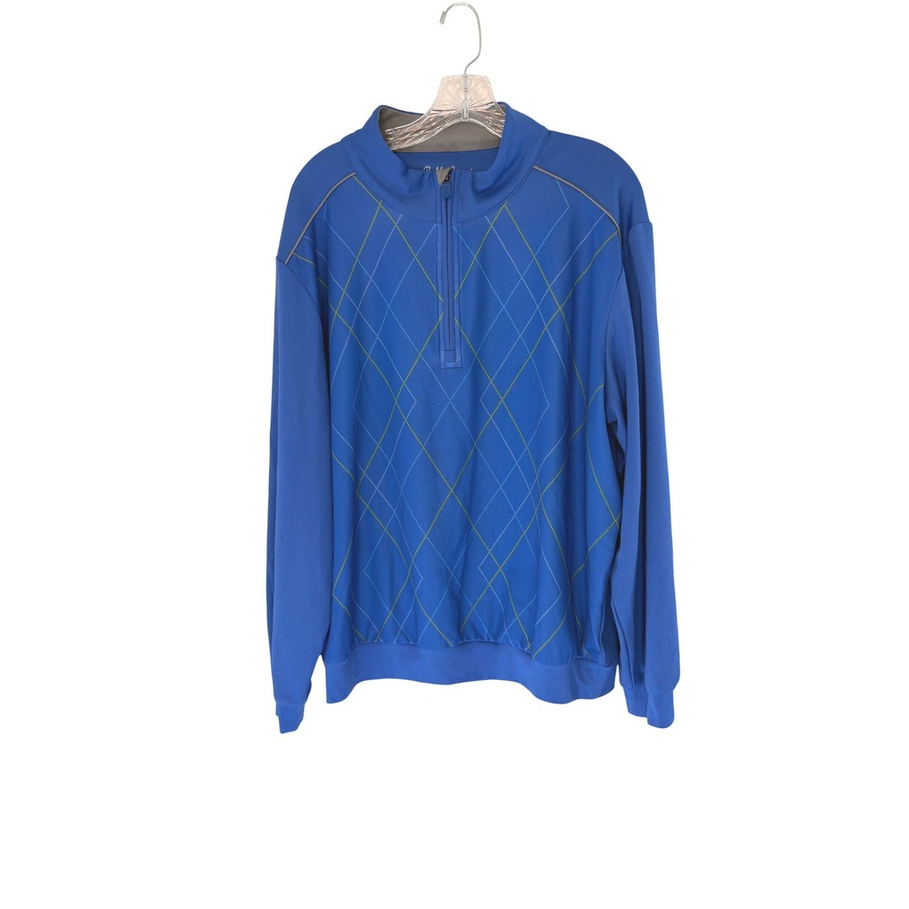 Bobby Jones Quarter Zip Pullover Men's Blue Performance Preppy Casual Printed XL